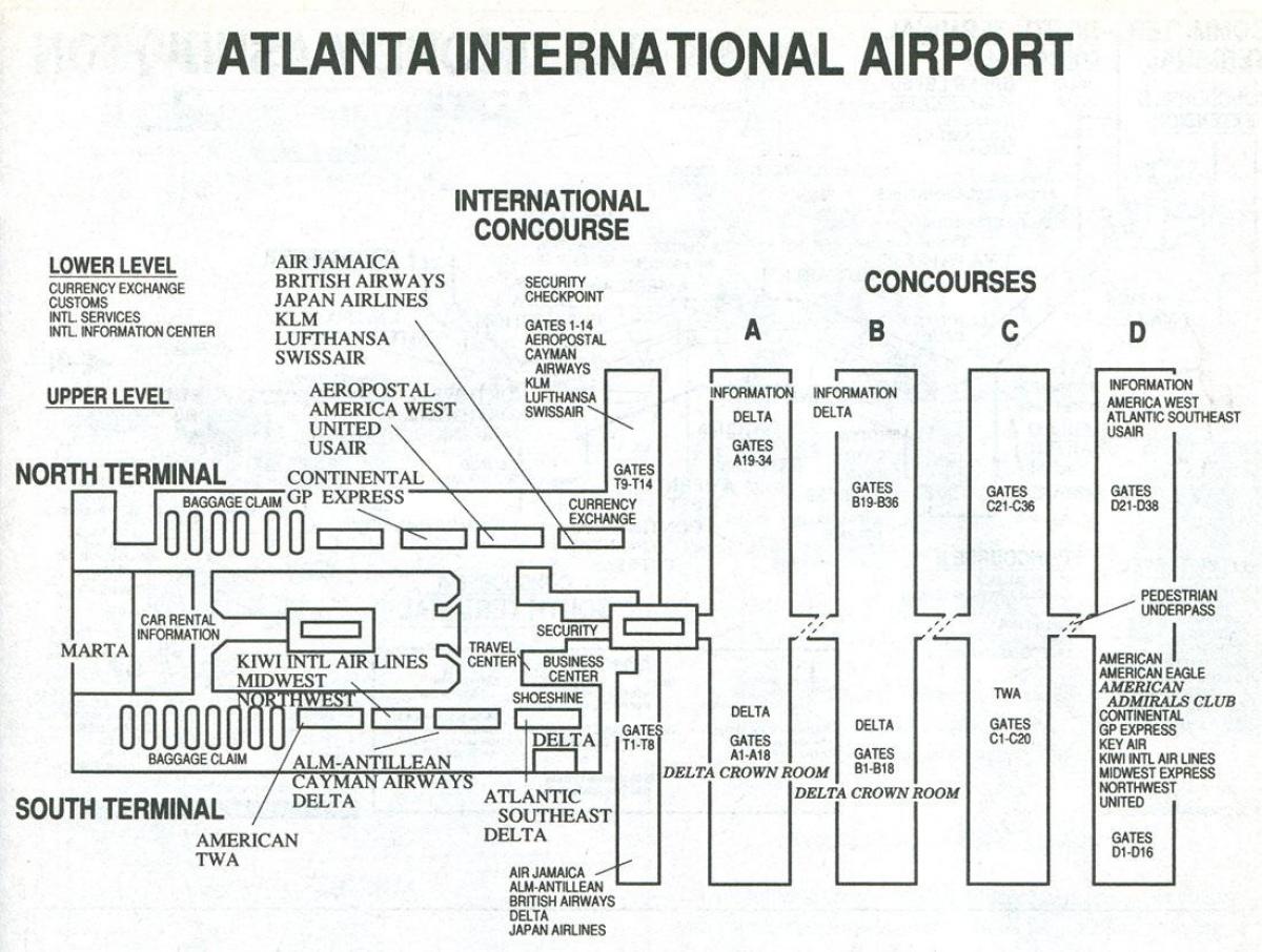 Atlanta airport terminal s karta