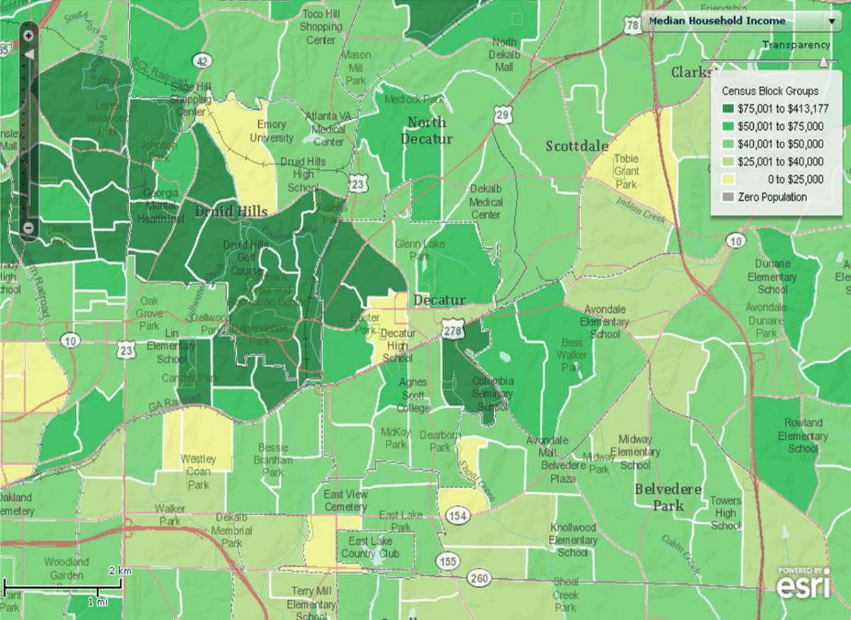demografiska kartan över Atlanta