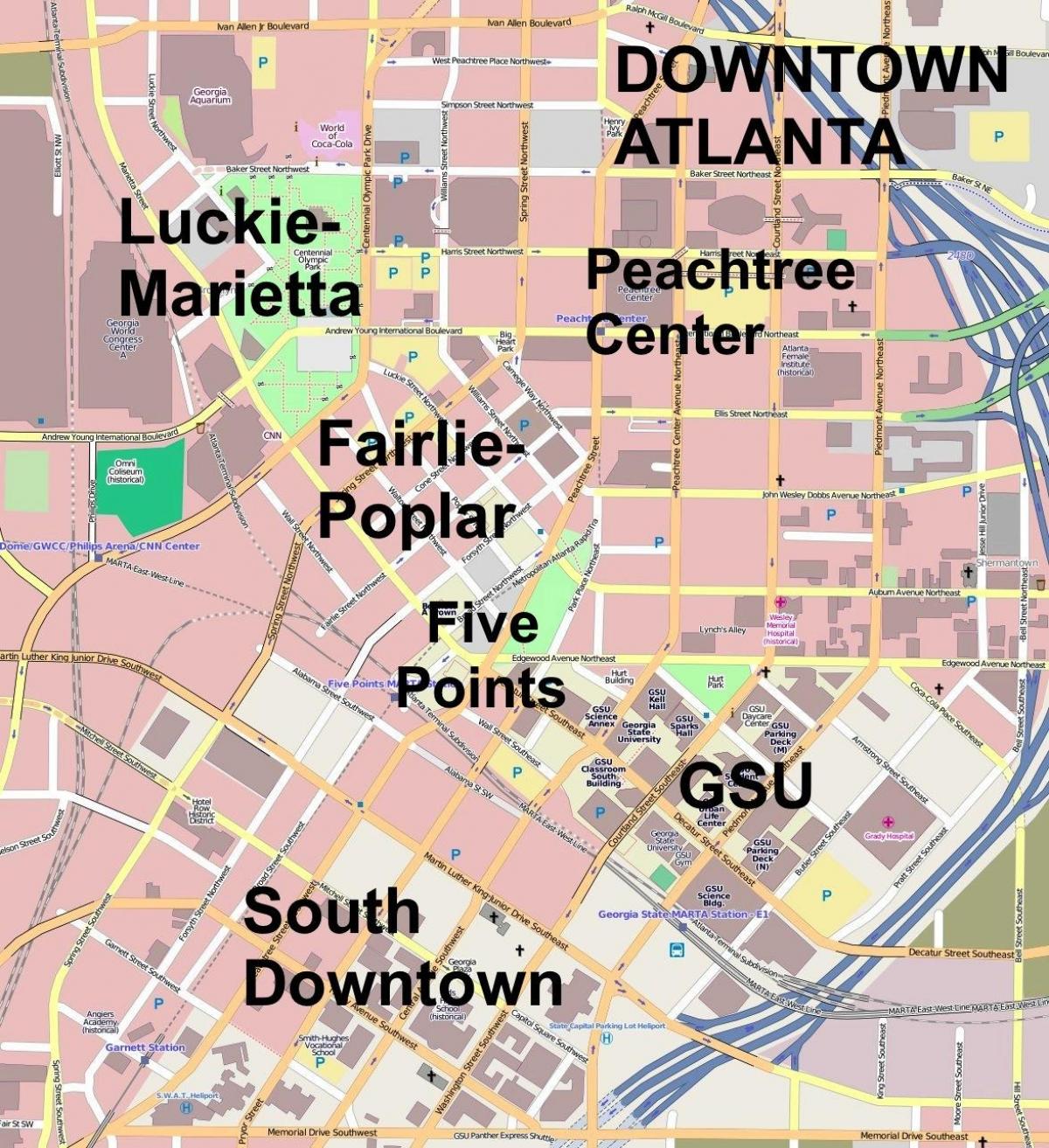 karta över centrala Atlanta