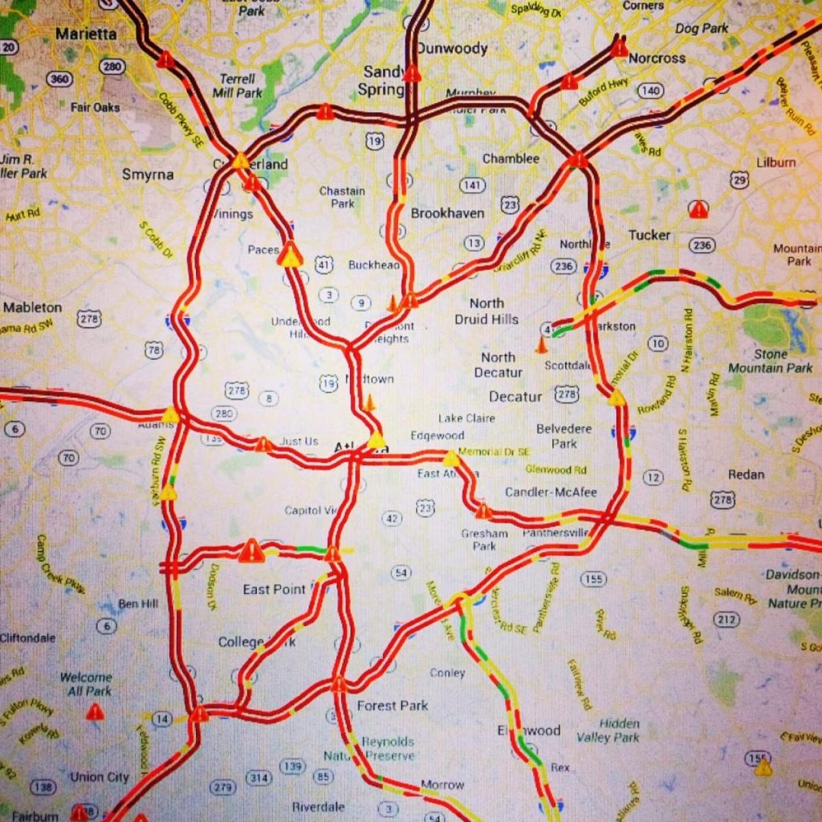 karta över Atlanta trafik