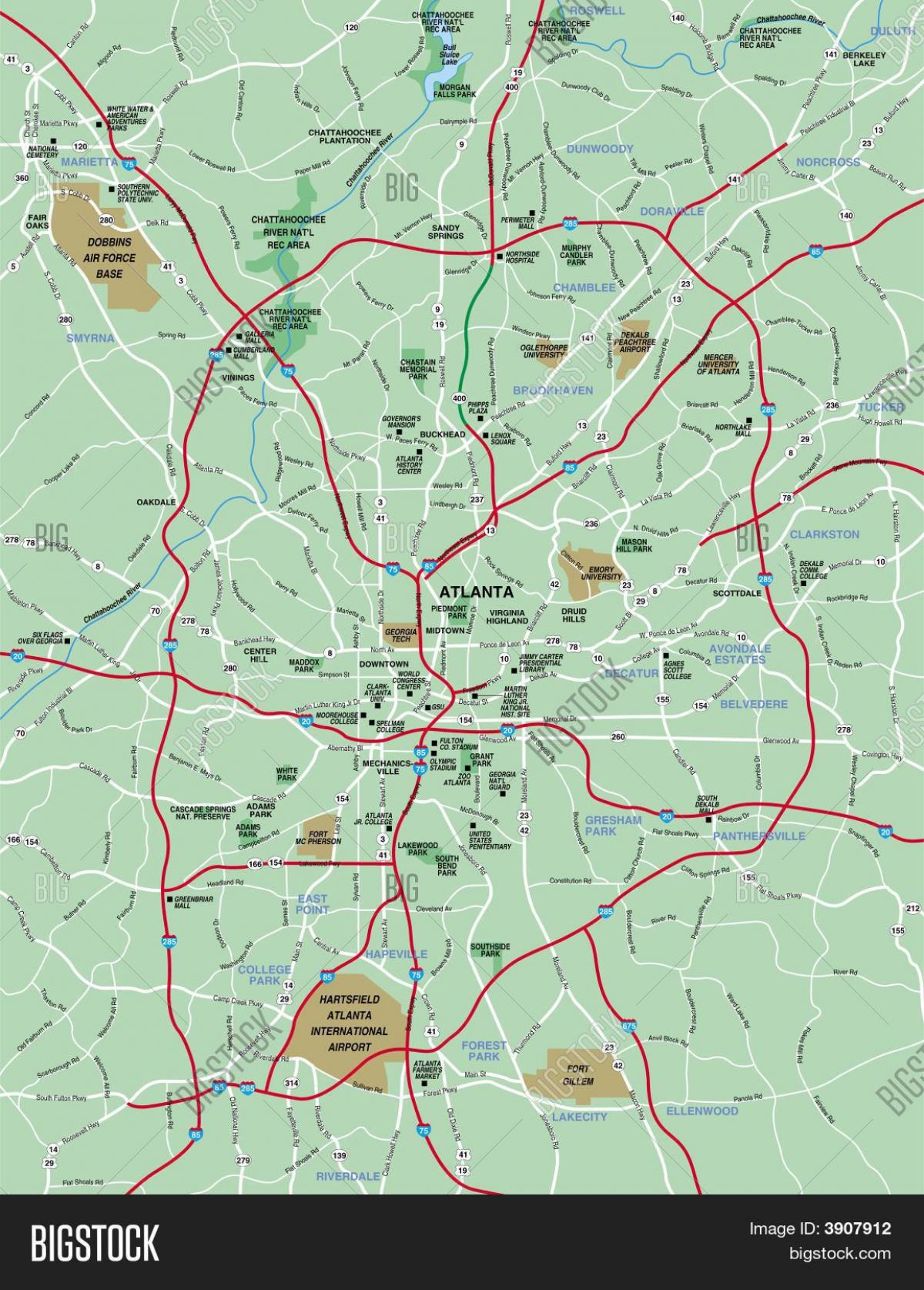 Atlanta karta över området
