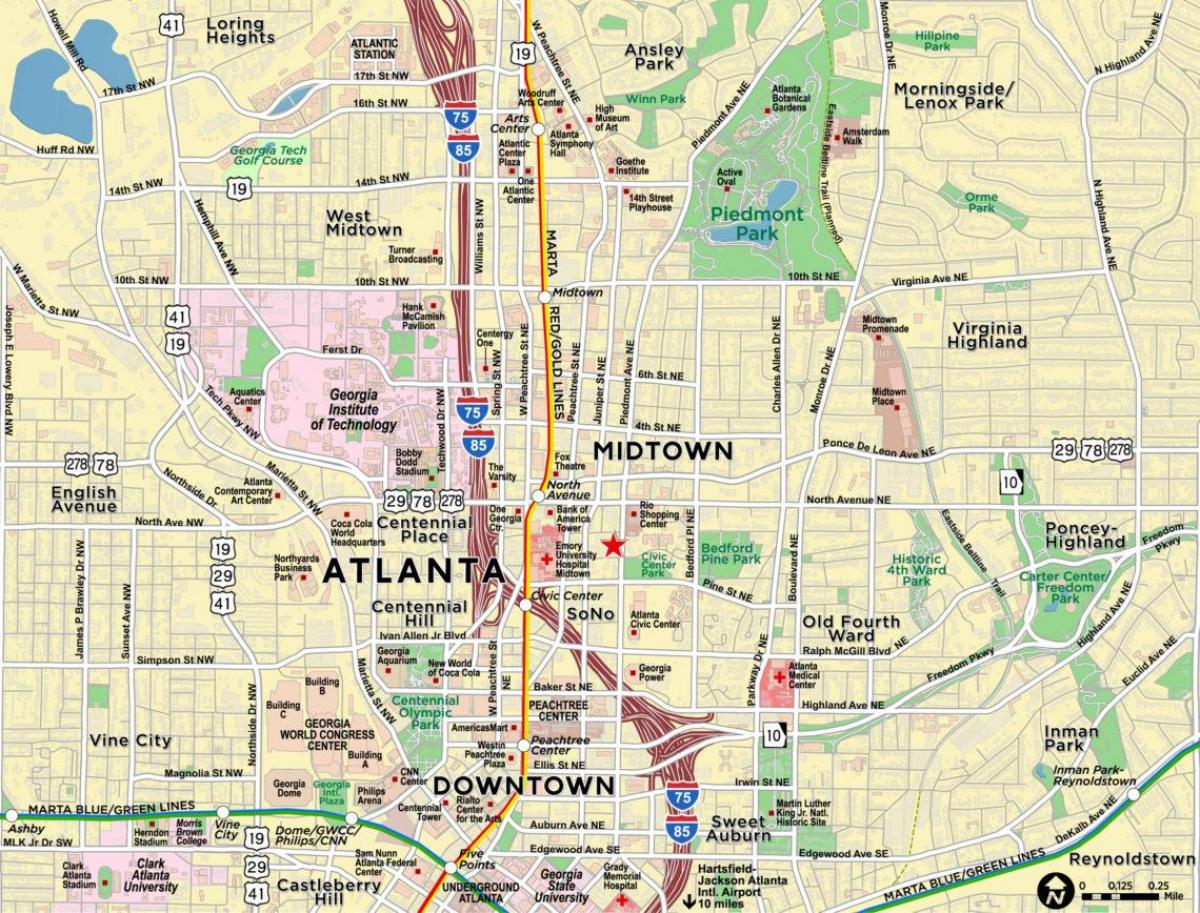 karta över midtown Atlanta