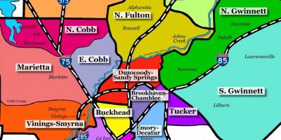 Karta över Atlanta förorter