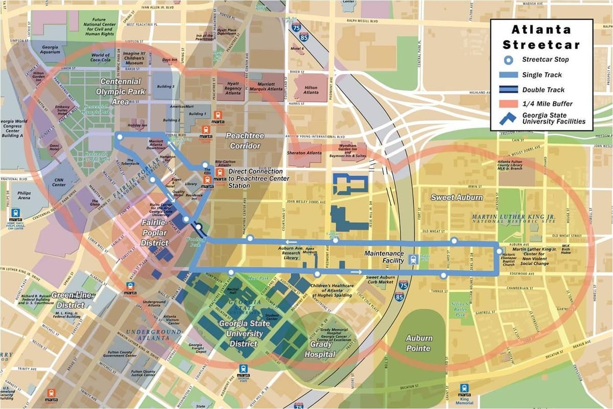 karta över spårvagn Atlanta