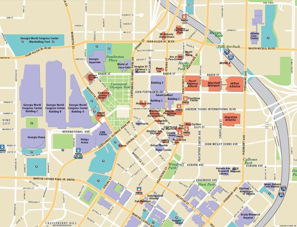 Atlanta turistattraktioner karta