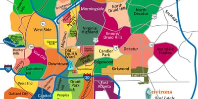 Karta över Atlanta stadsdelar